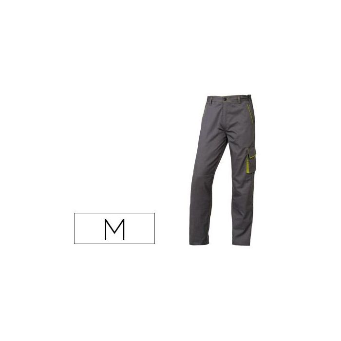 Pantalon De Trabajo Deltaplus Cintura Ajustable 5 Bolsillos Color Gris Verde Talla M