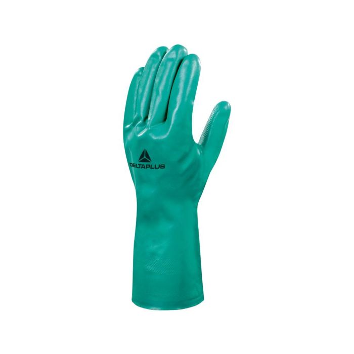 Guantes Deltaplus Tratado En Nitrilo Flocado De Algodon Especial Para Trabajos Con Liquidos Quimicos Talla 7 1