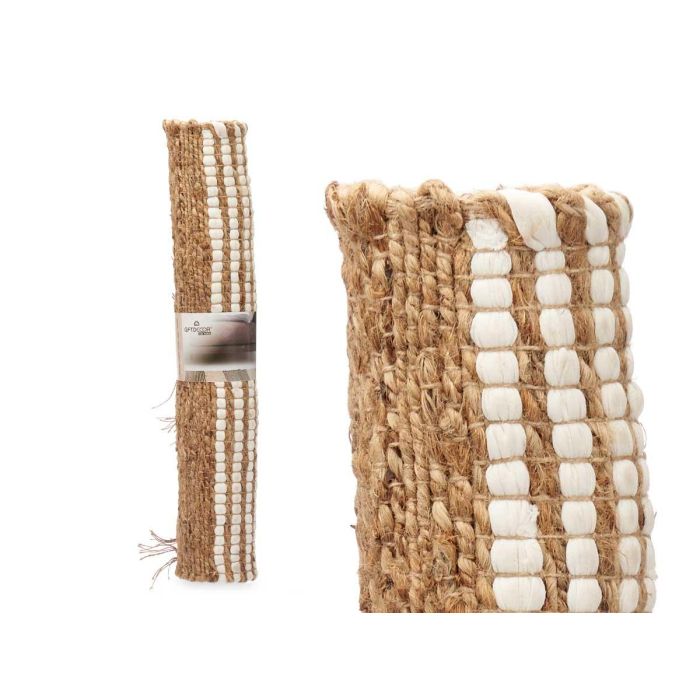 Alfombra Natural Rayas Blanca 70 X 140 Cm Giftdecor (8 Unidades) 2 Alfombra Natural Rayas Blanca 70 X 140 Cm Giftdecor (8 Unidades) 2