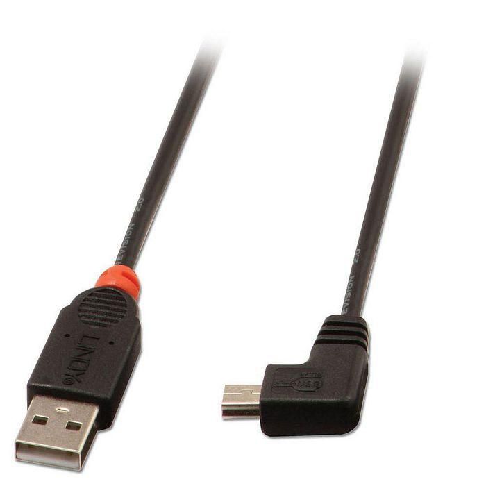 Lindy 2m USB 2.0 Cable - Type A to Mini-B, 90 Degree Right Angle Lindy 2m USB 2.0 Cable - Type A to Mini-B, 90 Degree Right Angle