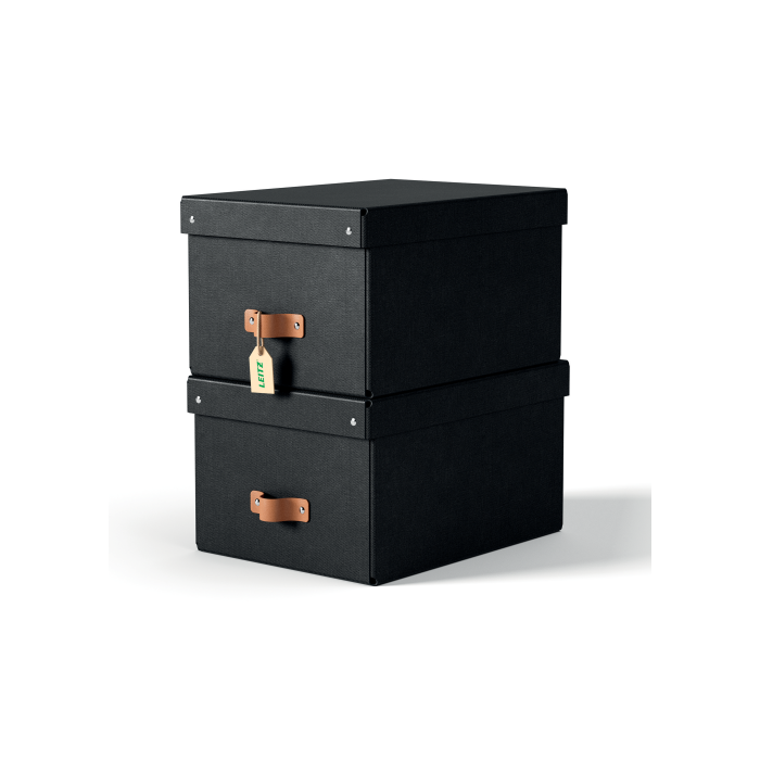 Pack 2 Cajas de Almacenamiento Cartón Mediana Color Negro Leitz 61490095 0 Pack 2 Cajas de Almacenamiento Cartón Mediana Color Negro Leitz 61490095 0