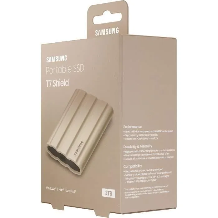 Samsung Unidad SSD Externa T7 Shield 2 TB USB 3.2 Gen 2 (USB-C) MU-PE2T0K/EU 2