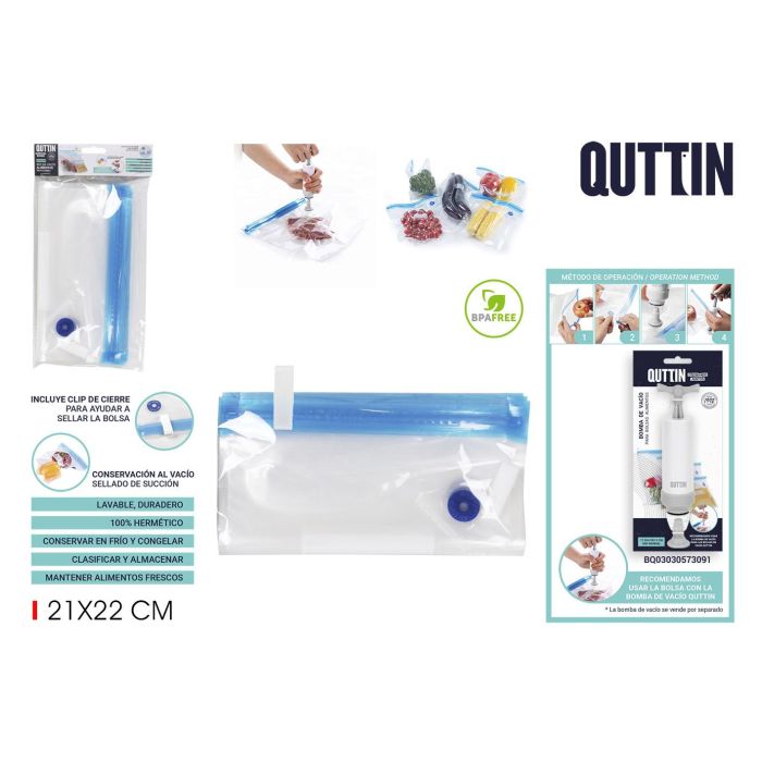 Quttin Set de 6 Bolsas para Comida al Vacío 21x22 cm (24 Cajas) 0 Quttin Set de 6 Bolsas para Comida al Vacío 21x22 cm (24 Cajas) 0