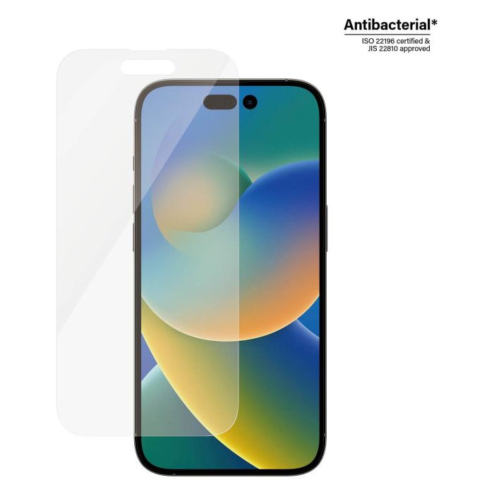 PanzerGlass Protector de Pantalla de Vidrio Templado para iPhone 14 Pro, Aplicación en Seco, Antibacteriano, Resistente a Rayones y Golpes, Transparente - 1 Unidad 1 PanzerGlass Protector de Pantalla de Vidrio Templado para iPhone 14 Pro, Aplicación en Seco, Antibacteriano, Resistente a Rayones y Golpes, Transparente - 1 Unidad 1