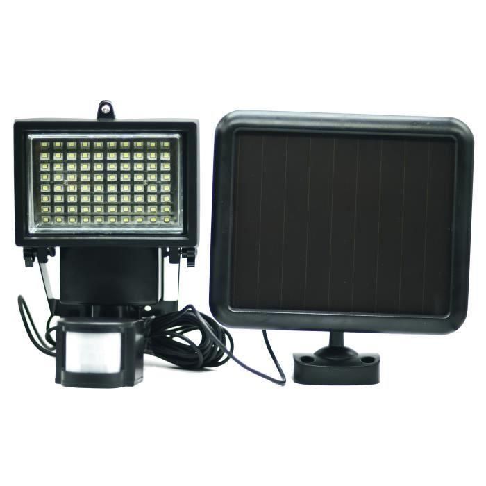Galix Foco Solar con Detector de Presencia y Panel Remoto - 80 LED SMD Blancos - 650 Lúmenes - Negro