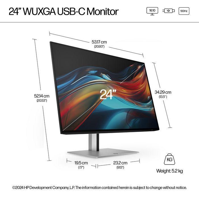 HP 724pu Monitor Series 7 Pro 24 pulgadas WUXGA USB-C con Relación 16:10, Hub de Productividad y Precisión de Color 3 HP 724pu Monitor Series 7 Pro 24 pulgadas WUXGA USB-C con Relación 16:10, Hub de Productividad y Precisión de Color 3