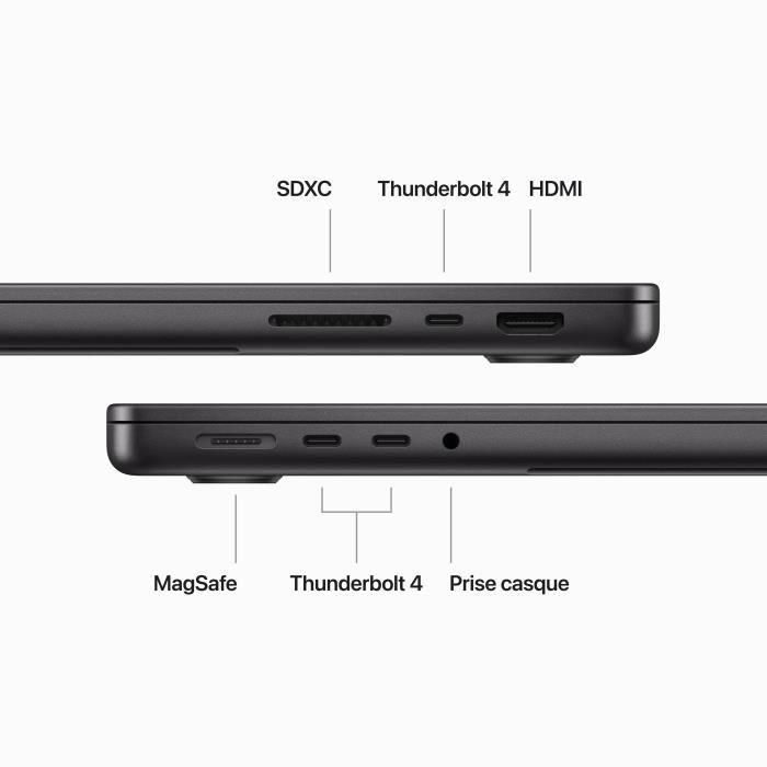 Apple - 14 - MacBook Pro M3 Pro (2023) - 18GB RAM - 512GB almacenamiento - Negro espacial - Azerty 5 Apple - 14 - MacBook Pro M3 Pro (2023) - 18GB RAM - 512GB almacenamiento - Negro espacial - Azerty 5
