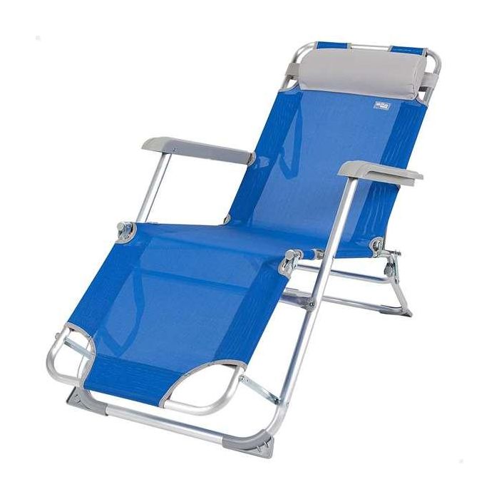 Tumbona alu reclinable 153x47x33/75cmc/cojin-azul-tex