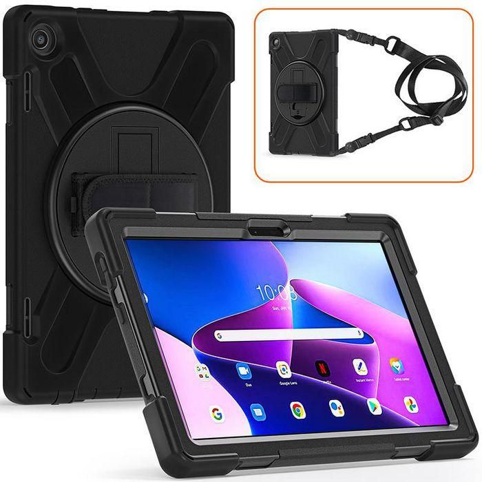 eSTUFF Funda a prueba de golpes Defender para Lenovo TAB M10 3ra Gen 10.1 (TB-328FU/TB-328XU) Negro con soporte giratorio 1