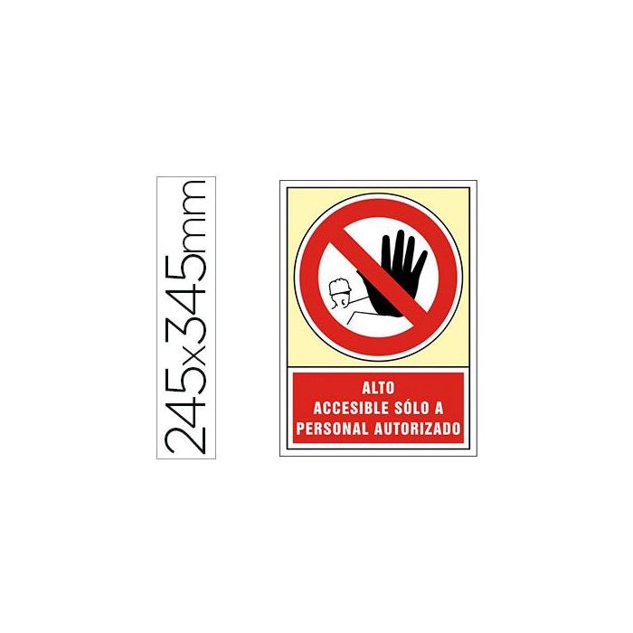 Pictograma Syssa Señal De Prohibicion Alto Accesible Solo A Personal Autorizado En Pvc 245x345 mm