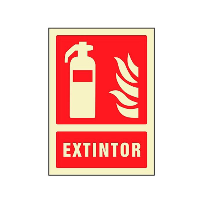 Syssa Señal de Extintor PVC Fotoluminiscente 210x297 mm - Pictograma Informativo para Seguridad