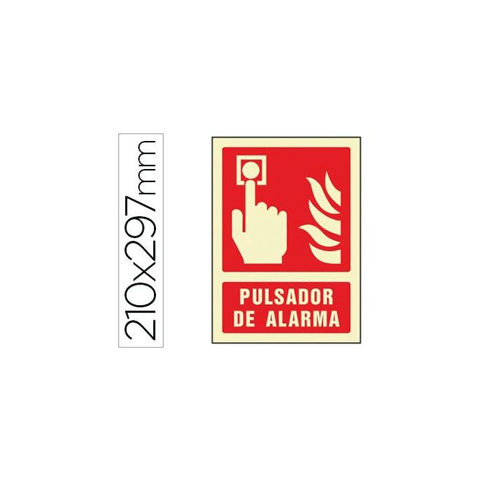 Pictograma Syssa Señal De Pulsador De Alarma En Pvc Fotoluminiscente 210x297 mm