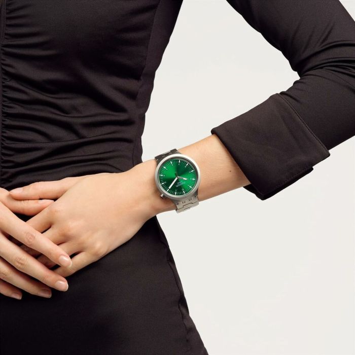 Reloj Unisex Swatch SB07S101G Verde Plateado 4