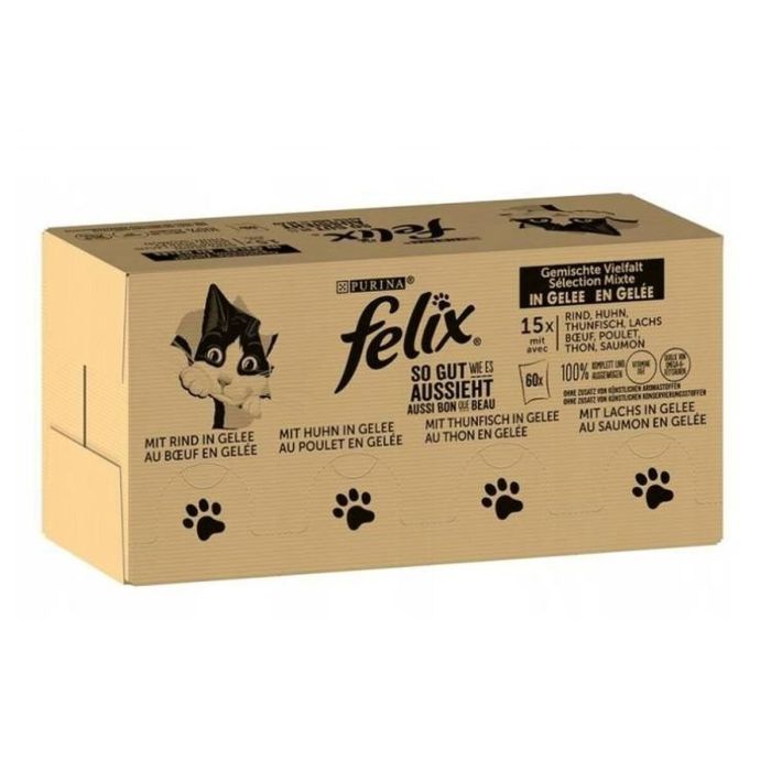 Comida para gato Purina Felix Mix Pollo Atún Ternera Bacalao 85 g Comida para gato Purina Felix Mix Pollo Atún Ternera Bacalao 85 g