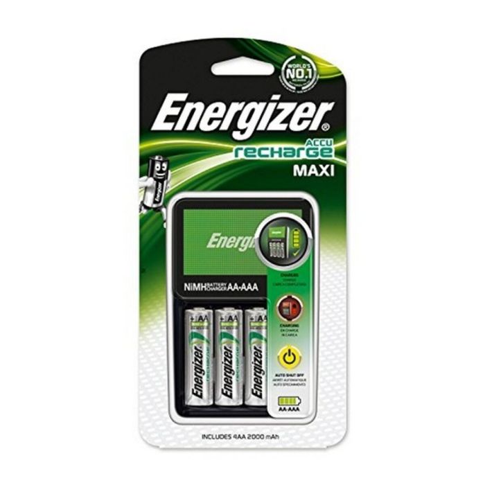 Cargador Energizer Maxi para 4 Pilas AA o AAA + 2 Pilas Recargables AA