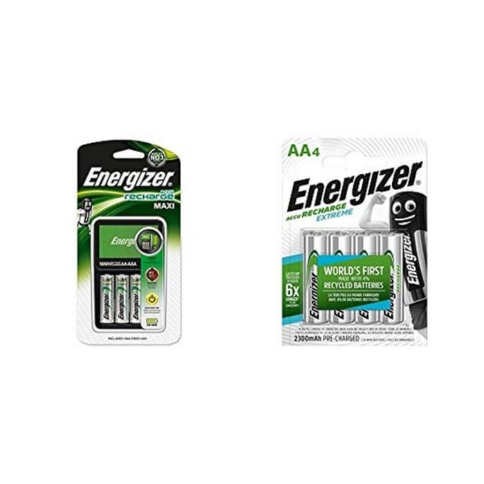 Cargador + Pilas Recargables Energizer Maxi Charger AA AAA HR6 2