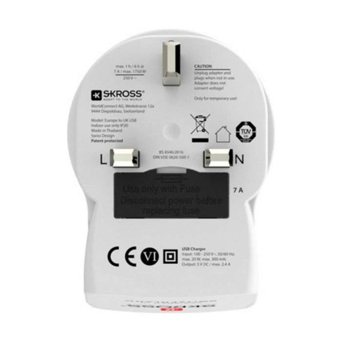 Adaptador de Corriente Skross 1500280 USB x 2 Europeo Reino Unido 4