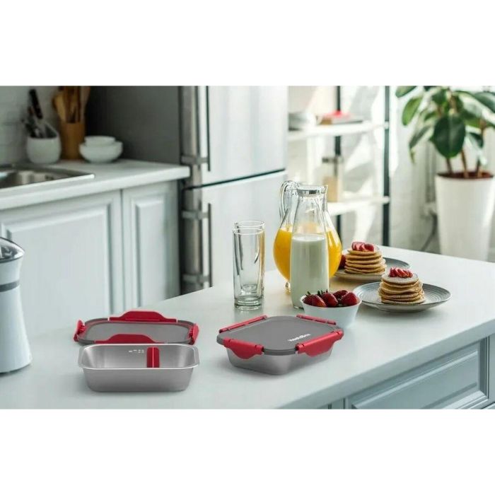 Recipiente contenedor HeatsBox INNER DISH SET Rojo Grafito Plateado Rectangular 0,925 l (2 Unidades) 2