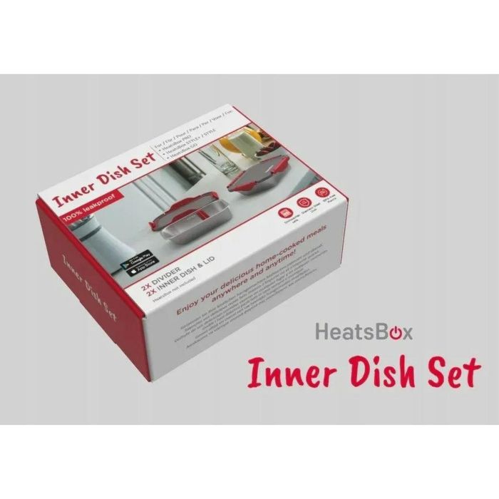 Recipiente contenedor HeatsBox INNER DISH SET Rojo Grafito Plateado Rectangular 0,925 l (2 Unidades) 1