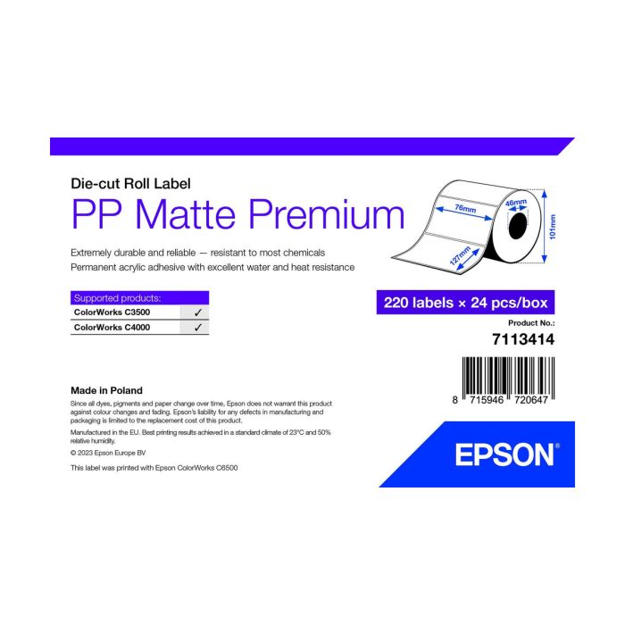 Papel para Imprimir Epson 7113414 Blanco (24 Unidades)