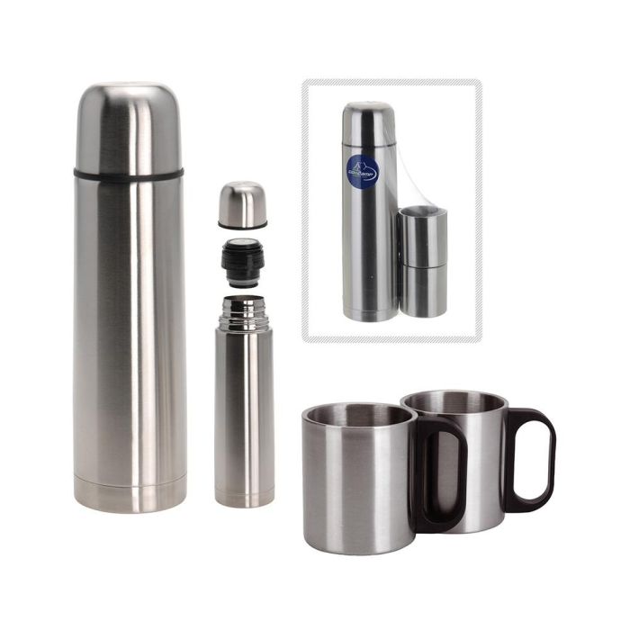 Set termo 1l con 2 tazas inoxidable