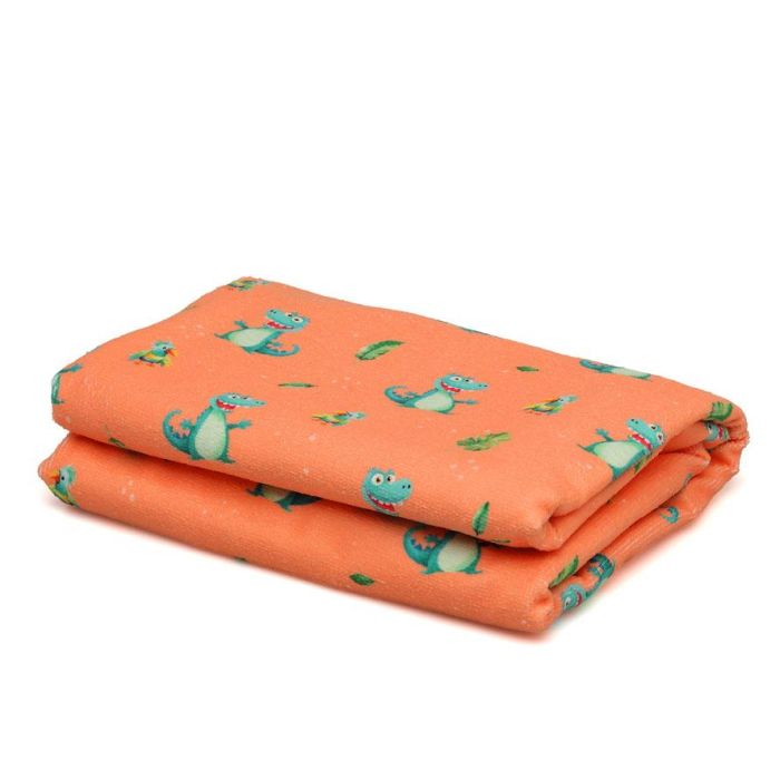 KioKids Toalla de Playa y Piscina Microfibra Secado Rápido Súper Absorbente Estampado Cocodrilo 75x150 cm Naranja con Bolsa Bebé 1