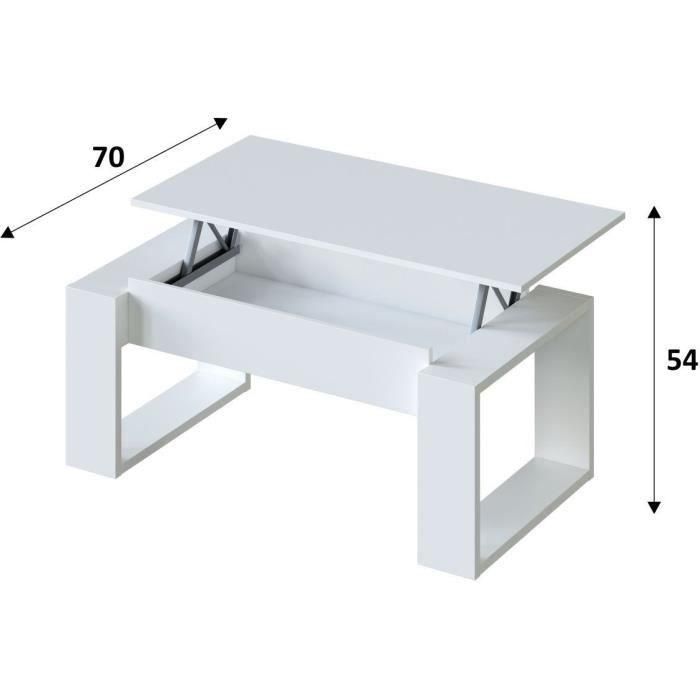 Mesa de centro elevable - Melamina blanca - L 105 x P 55 x H 45 cm NOVA 3 Mesa de centro elevable - Melamina blanca - L 105 x P 55 x H 45 cm NOVA 3