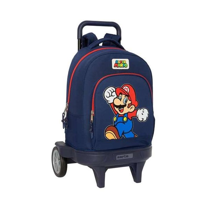 Mochila gde. c/ruedas compact evol. ext. super mario "world" 33x45x22 cm