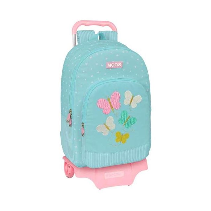 Mochila Escolar con Ruedas Moos Butterflies Azul 30 x 46 x 14 cm