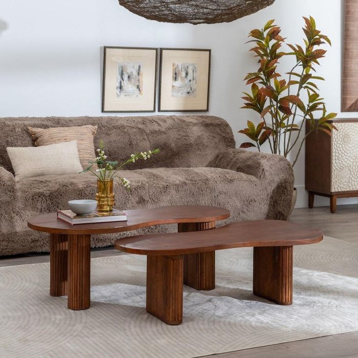 S/2 Mesa Centro Madera de Mango Salón 110 X 60 X 40 cm