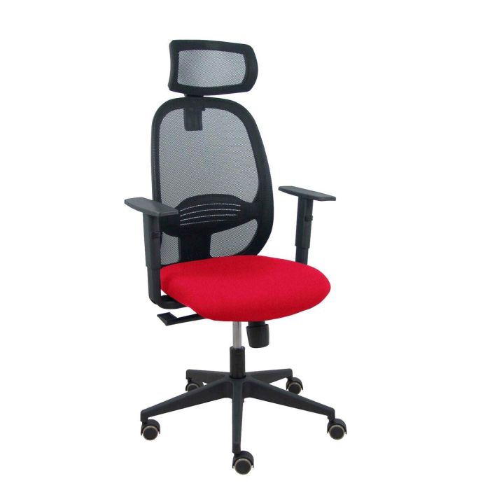 PIQUERAS Y CRESPO Silla Cilanco negra malla negra asiento bali rojo brazo regulable cabecero regulable PIQUERAS Y CRESPO Silla Cilanco negra malla negra asiento bali rojo brazo regulable cabecero regulable