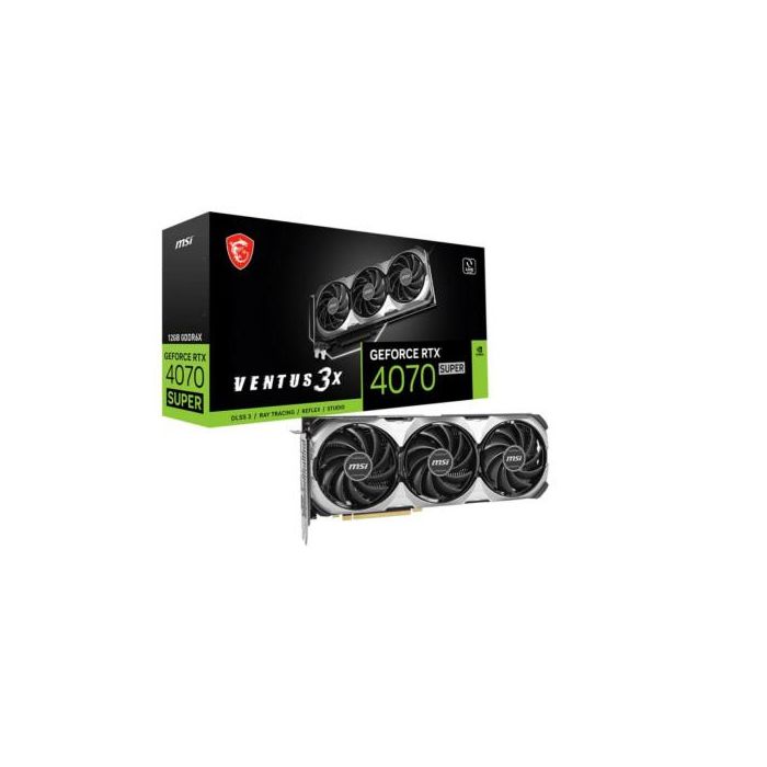 Vga MSI Rtx 4070 Super 12G Ventus 3X,Nv,Rtx4070Super,12Gb,Gddr6X,192Bit,3Dp+1Hdmi,Torx Fan 4.0,3 Ventiladores