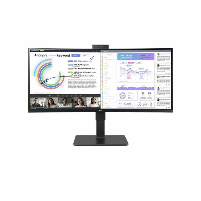 Monitor Profesional Ultrapanorámico Curvo LG 34BQ77QC-B 34"/ WQHD/ Webcam/ Multimedia/ Regulable en altura/ Negro