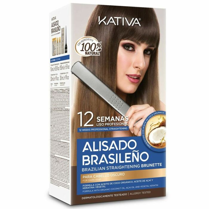 Set de Peluquería Alisado Brasileño Kativa Cabello Oscuro (4 pcs)