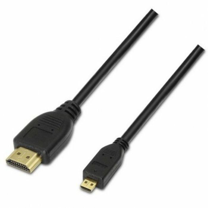 AISENS A119-0117 Cable HDMI 1.8m HDMI Tipo A a Micro HDMI Tipo D Macho Negro Chapado en Oro Versión 1.4 3D ARC 10.2 Gbit/s