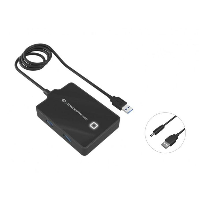 Hub USB Conceptronic 110517107101 Negro 90 cm (1 unidad) 8 Hub USB Conceptronic 110517107101 Negro 90 cm (1 unidad) 8