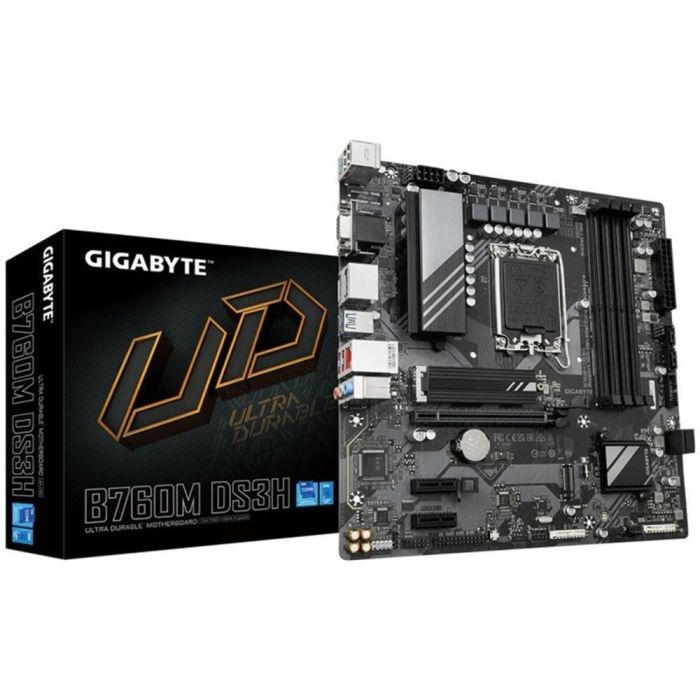 Gigabyte 9MB76MS35-00-10 Placa Base B760M DS3H Micro ATX Socket 1700 para Intel 12ª/13ª/14ª Gen DDR5 PCIe 4.0 Dual M.2 USB-C 2.5G LAN 0 Gigabyte 9MB76MS35-00-10 Placa Base B760M DS3H Micro ATX Socket 1700 para Intel 12ª/13ª/14ª Gen DDR5 PCIe 4.0 Dual M.2 USB-C 2.5G LAN 0