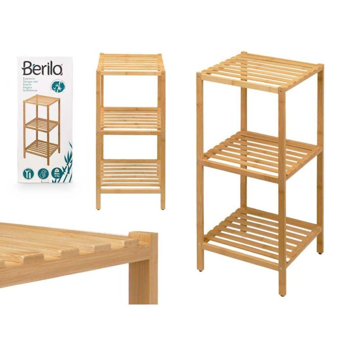 Estantería Berilo W31016A1 Marrón Bambú 33 x 77,5 x 32 cm (4 Unidades) 3