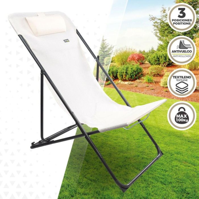 Tumbona reclinable Aktive Blanco 53 x 87 x 78 cm (4 Unidades) 5 Tumbona reclinable Aktive Blanco 53 x 87 x 78 cm (4 Unidades) 5