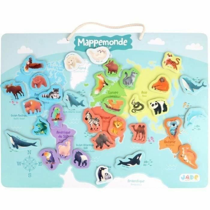 JADE JA3301040335259 Tablero Magnético de Continentes, Juego Educativo con 30 Animales, Madera FSC, 40x30 cm, para +3 Años 1 JADE JA3301040335259 Tablero Magnético de Continentes, Juego Educativo con 30 Animales, Madera FSC, 40x30 cm, para +3 Años 1