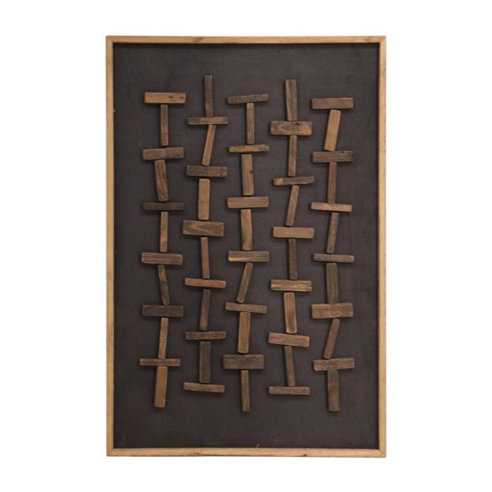 DKD Home Decor Cuadro Moderno de Madera Reciclada Pino Negro Natural 122 x 82 x 4 cm para Decoración del Hogar