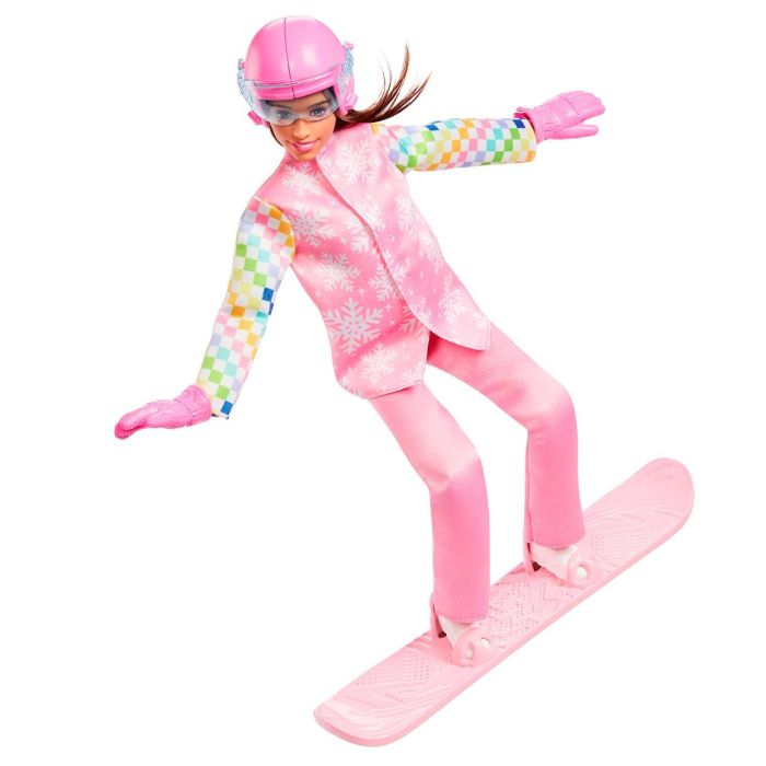 Barbie Muñeca Snowboarder Deluxe JKF78, Con Accesorios Temáticos y Efecto Cambio de Color, +3 Años 2