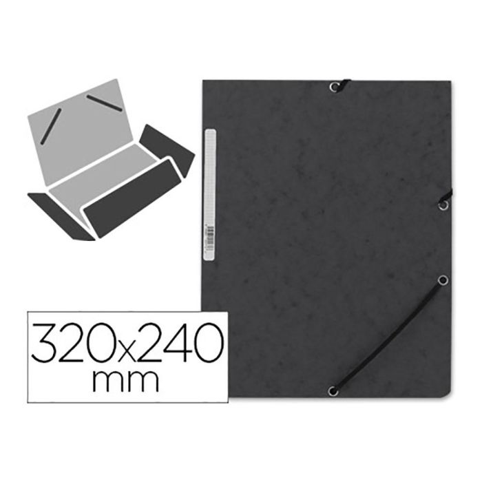 Q-connect KF02169 Carpeta con Gomas y 3 Solapas DIN A4 Negra de Cartón Símil Prespán, Lomo 15mm, Certificado FSC 2 Q-connect KF02169 Carpeta con Gomas y 3 Solapas DIN A4 Negra de Cartón Símil Prespán, Lomo 15mm, Certificado FSC 2