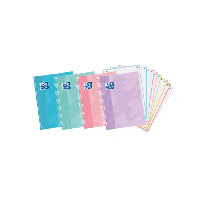 Oxford Cuaderno Espiral Europeanbook 10 Touch Tapa Extradura DIN A4+ 150 Hojas Cuadro 5 mm Colores Pastel