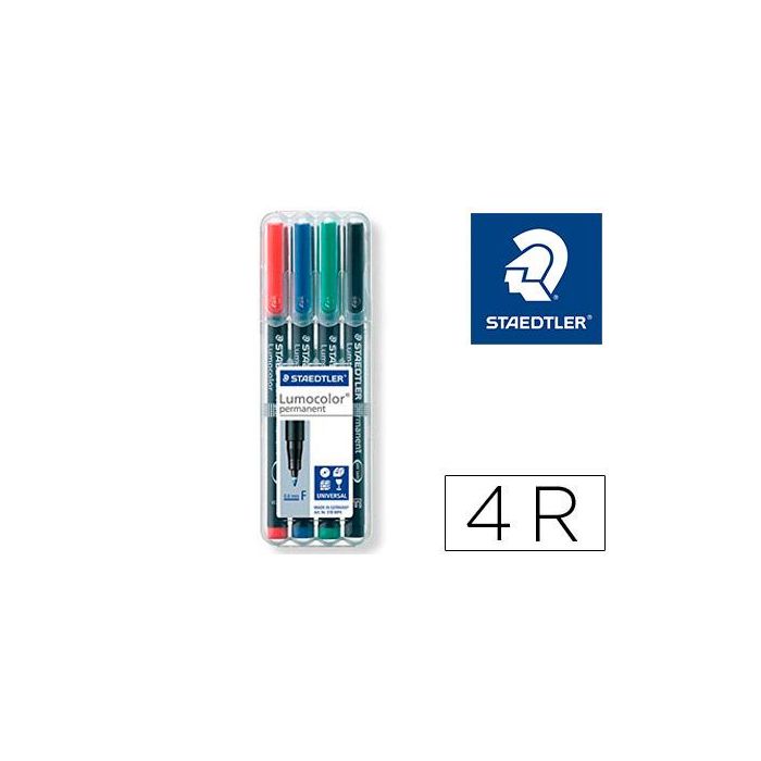 Staedtler Rotuladores Permanentes Lumocolor 318 F Colores Surtidos Estuche 4 Ud