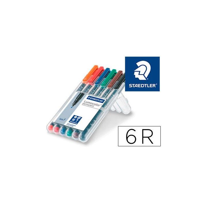 Rotulador Staedtler Lumocolor Retroproyeccion Punta De Fibra Permanente 318 Wp Estuche 6 Colores Punta Fina