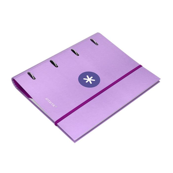 Carpeta Con Recambio Antartik A4 Cuadro 5 mm Forrada 4 Anillas 40 mm Redondas Color Lavanda 3