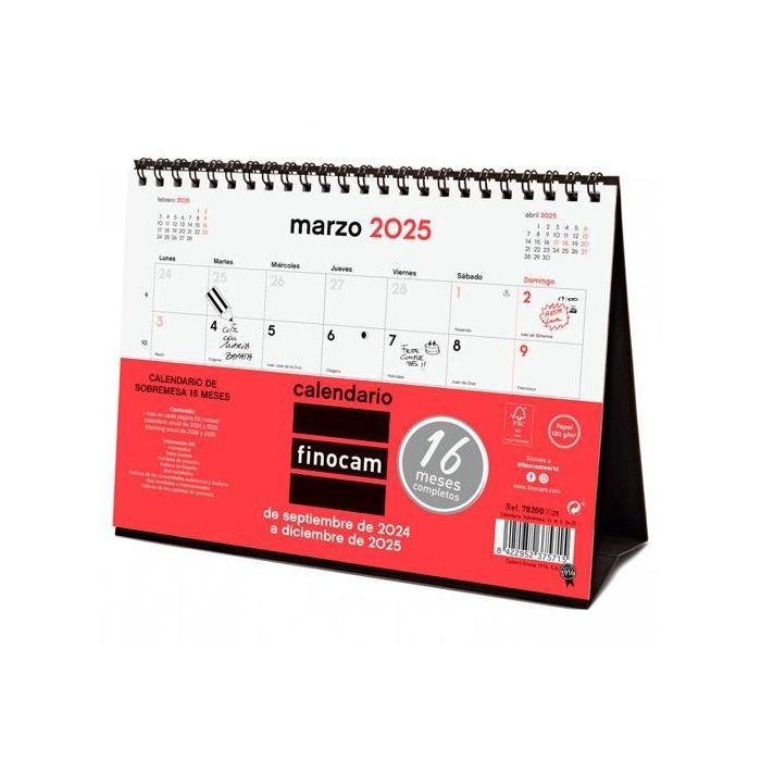 Finocam Calendario De Sobremesa 16 Meses 210x150 mm Neutro 2024-2025