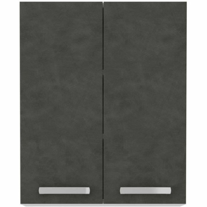 Armario alto con puertas batientes - Gris mate - L 60 cm x P 31,6 x H 72 cm - LASSEN 5 Armario alto con puertas batientes - Gris mate - L 60 cm x P 31,6 x H 72 cm - LASSEN 5