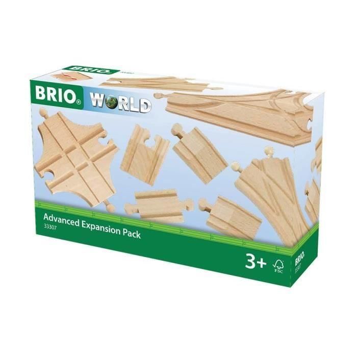 BRIO World - 33307 - Caja Evolution Avance 11 Rails - Accesorio para circuito de tren de madera - Surtido de raíles - A partir de 3 años